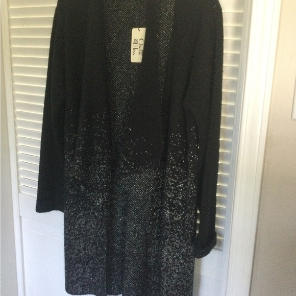 Cherie Bliss Black/Silver Long Cardigan, One Size - Picture 2 of 7